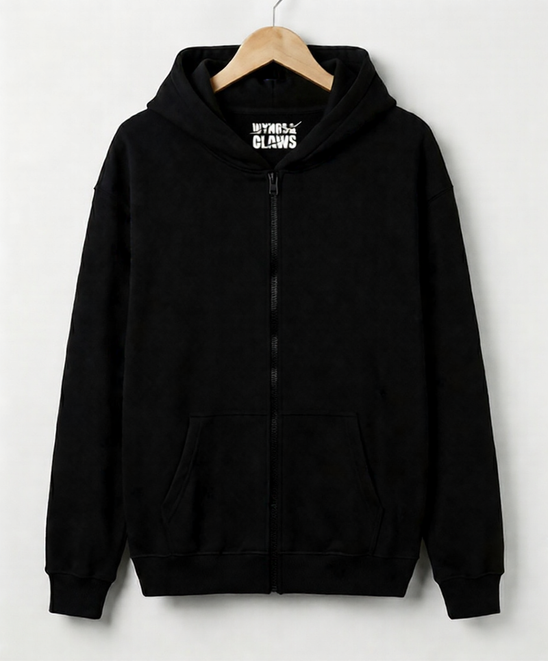 Black Oversized Zipper Hoodie | 350 GSM